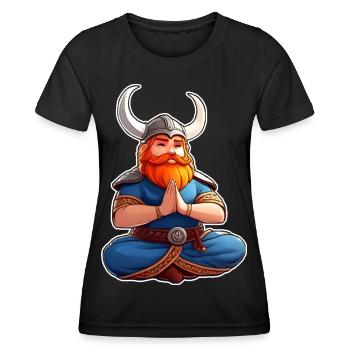 Niedlicher Wikinger macht Yoga III - Frauen Funktions-T-Shirt - Schwarz - Vorne - AI Model Female 172 light (172cm)