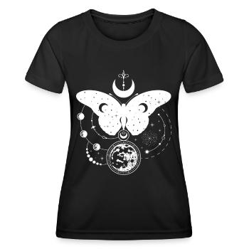 Mystischer Astro-Schmetterling mit Mondphasen - Frauen Funktions-T-Shirt - Schwarz - Vorne - AI Model Female 172 light (172cm)