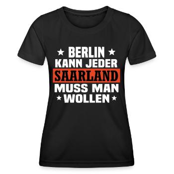 Saarland - Frauen Funktions-T-Shirt - Schwarz - Vorne - AI Model Female 172 light (172cm)
