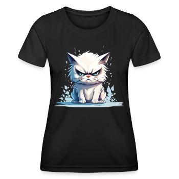 cat grumpy grumpy grumpy meow funny - Women's Functional T-Shirt - black - Front - AI Model Female 172 light (172cm)