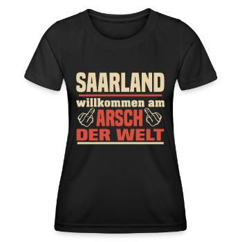 Saarland - Frauen Funktions-T-Shirt - Schwarz - Vorne - AI Model Female 172 light (172cm)