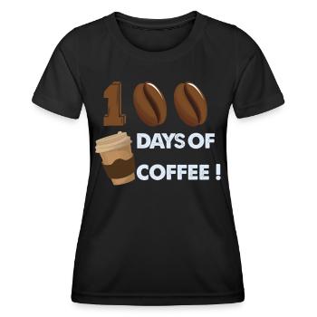 Funny 100 Days of Coffee - Coffee Teacher School - Women's Functional T-Shirt - black - Front - AI Model Female 172 light (172cm)