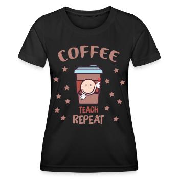 Coffee Teach Repeat Retro - Coffee Teacher School - Women's Functional T-Shirt - black - Front - AI Model Female 172 light (172cm)