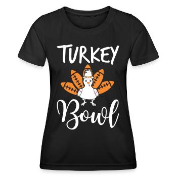 Turkey Bowl Gobble: Funny Thanksgiving Turkey - Women's Functional T-Shirt - black - Front - AI Model Female 172 light (172cm)