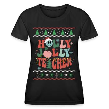 The Best Teacher Retro Groovy Christmas Xmas - Women's Functional T-Shirt - black - Front - AI Model Female 172 light (172cm)