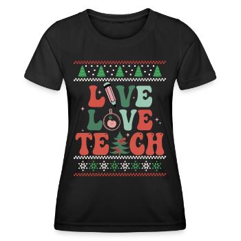Very Merry Teacher Retro Groovy Christmas Xmas - Women's Functional T-Shirt - black - Front - AI Model Female 172 light (172cm)