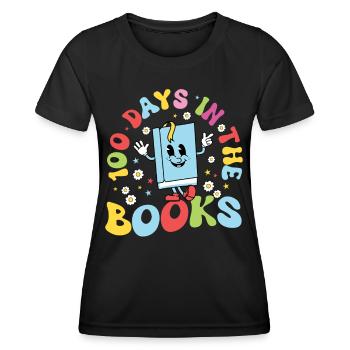 100 jours dans les livres - Schüler 100 jours d’école - T-shirt sport Femme - noir - Devant - AI Model Female 172 light (172cm)