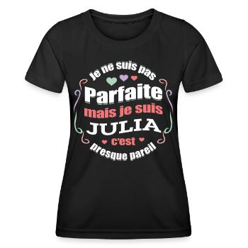 JULIA PARFAITE - PRENOM JULIA - T-shirt sport Femme - noir - Devant - AI Model Female 172 light (172cm)