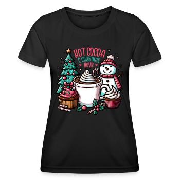 Hot Cocoa Movies - Funny Women's Christmas Coffee - Frauen Funktions-T-Shirt - Schwarz - Vorne - AI Model Female 172 light (172cm)