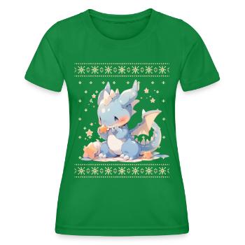 Dragon kawaii dans le style pull de Noël moche - T-shirt sport Femme - vert - Devant - AI Model Female 172 dark (172cm)