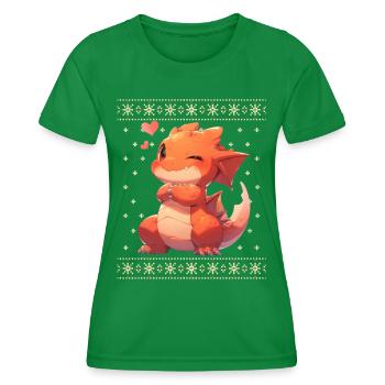 Dragon kawaii dans le style pull de Noël moche - T-shirt sport Femme - vert - Devant - AI Model Female 172 dark (172cm)