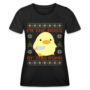 Duck with Knife Meme - My Pond Ugly Christmas - Women's Functional T-Shirt - black - Front - AI Model Female 172 light (172cm)