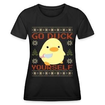 Duck With Knife Meme Duck Yourself Ugly Christmas - Women's Functional T-Shirt - black - Front - AI Model Female 172 light (172cm)