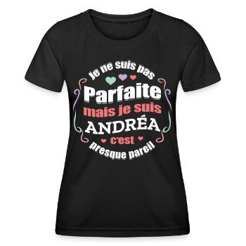 ANDRÉA PARFAITE - PRENOM ANDRÉA - T-shirt sport Femme - noir - Devant - AI Model Female 172 light (172cm)