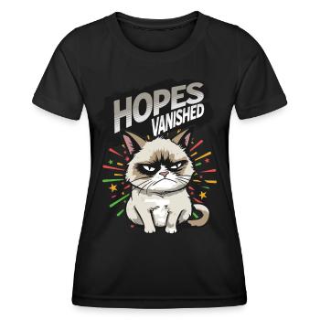 Hopes vanished - Angry Cat Happy New Year Pajamas - Frauen Funktions-T-Shirt - Schwarz - Vorne - AI Model Female 172 light (172cm)