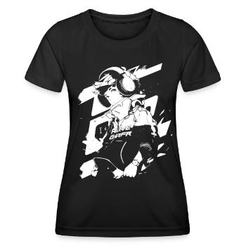 Shibuya's cool Cyberpunk Style Anime Boy Otaku - Frauen Funktions-T-Shirt - Schwarz - Vorne - AI Model Female 172 light (172cm)