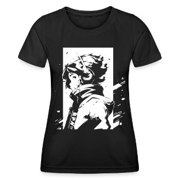 Shibuya's cool Cyberpunk Style Anime Boy Otaku - Frauen Funktions-T-Shirt - Schwarz - Vorne - AI Model Female 172 light (172cm)