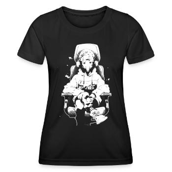Shibuya's cool Cyberpunk Style Anime Boy Otaku - Frauen Funktions-T-Shirt - Schwarz - Vorne - AI Model Female 172 light (172cm)