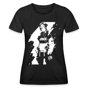 Shibuya's cool Cyberpunk Style Anime Boy Otaku - Frauen Funktions-T-Shirt - Schwarz - Vorne - AI Model Female 172 light (172cm)