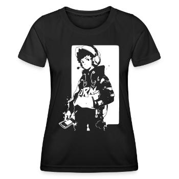 Shibuya's cool Cyberpunk Style Anime Boy Otaku - Frauen Funktions-T-Shirt - Schwarz - Vorne - AI Model Female 172 light (172cm)