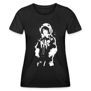 Shibuya's cool Cyberpunk Style Anime Boy Otaku - Frauen Funktions-T-Shirt - Schwarz - Vorne - AI Model Female 172 light (172cm)