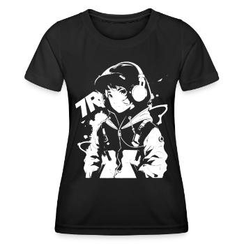 Shibuya's cool Cyberpunk Style Anime Boy Otaku - Frauen Funktions-T-Shirt - Schwarz - Vorne - AI Model Female 172 light (172cm)