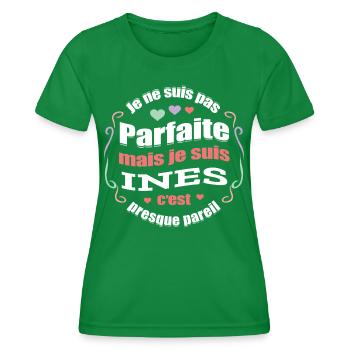 INES PARFAITE - PRENOM INES - T-shirt sport Femme - vert - Devant - AI Model Female 172 dark (172cm)