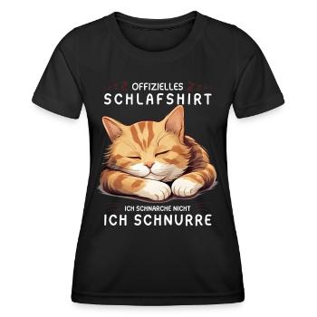 Offizielles Schlafshirt personalisiert mit Katze - Frauen Funktions-T-Shirt - Schwarz - Vorne - AI Model Female 172 light (172cm)