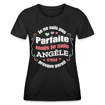ANGÈLE PARFAITE - PRENOM ANGÈLE - T-shirt sport Femme - noir - Devant - AI Model Female 172 light (172cm)