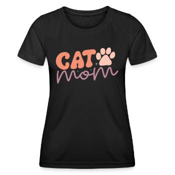 Cat Mom - Drôle de Maman Chat Style Rétro - T-shirt sport Femme - noir - Devant - AI Model Female 172 light (172cm)