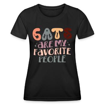 Cats are my favorite People - Lustige Katzen Mama - Frauen Funktions-T-Shirt - Schwarz - Vorne - AI Model Female 172 light (172cm)