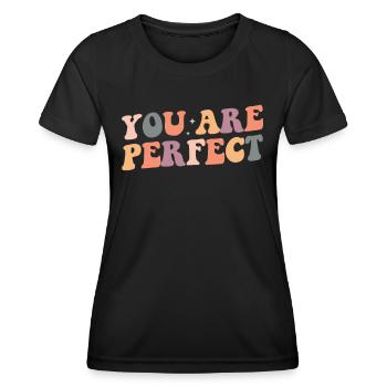 You are perfect - Lustige Katzen Papa Retro Style - Frauen Funktions-T-Shirt - Schwarz - Vorne - AI Model Female 172 light (172cm)