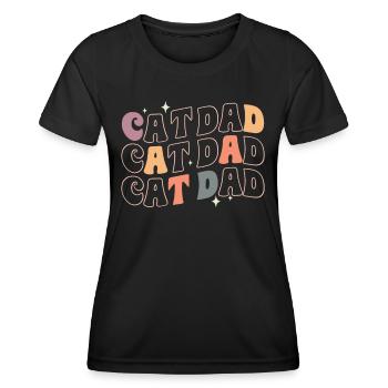 Cat Dad - Lustige Katzen Papa Retro Style - Frauen Funktions-T-Shirt - Schwarz - Vorne - AI Model Female 172 light (172cm)