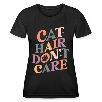 Cat Hair don't care - Lustige Katzen Mama Retro - Frauen Funktions-T-Shirt - Schwarz - Vorne - AI Model Female 172 light (172cm)