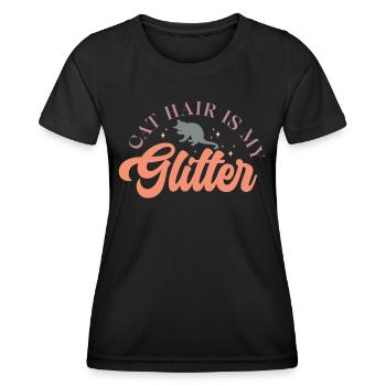 Cat Hair is my Glitter - Funny Cat Mom Retro - Women's Functional T-Shirt - black - Front - AI Model Female 172 light (172cm)