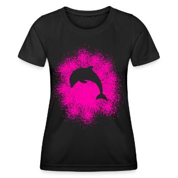 Delphin - Frauen Funktions-T-Shirt - Schwarz - Vorne - AI Model Female 172 light (172cm)