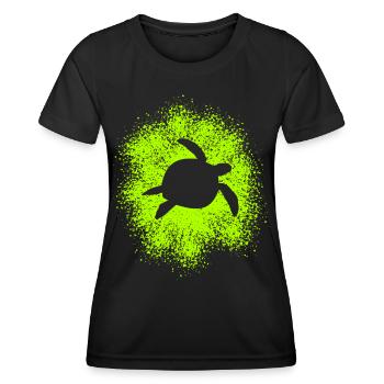 Sea turtle turtle in the ocean - Women's Functional T-Shirt - black - Front - AI Model Female 172 light (172cm)