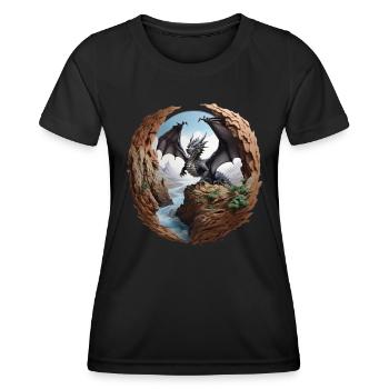 Drache - Frauen Funktions-T-Shirt - Schwarz - Vorne - AI Model Female 172 light (172cm)
