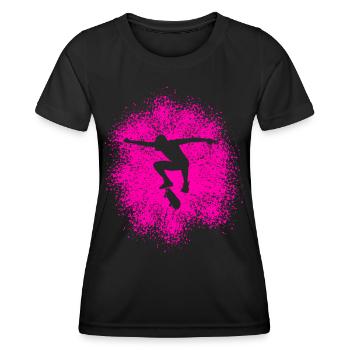 Skater Flip Trick Skateboard - Frauen Funktions-T-Shirt - Schwarz - Vorne - AI Model Female 172 light (172cm)