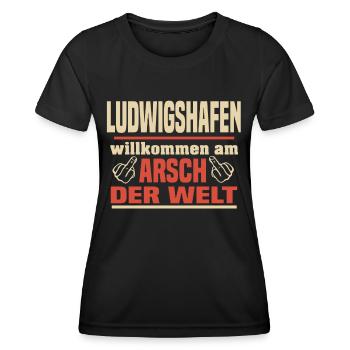 ludwigshafen - Frauen Funktions-T-Shirt - Schwarz - Vorne - AI Model Female 172 light (172cm)