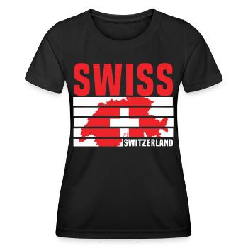 Suisse - T-shirt sport Femme - noir - Devant - AI Model Female 172 light (172cm)