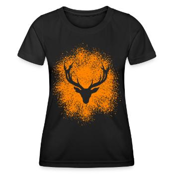 Majestätischer Hirschkopf – Für Jäger Naturfreunde - Frauen Funktions-T-Shirt - Schwarz - Vorne - AI Model Female 172 light (172cm)