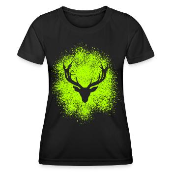 Majestätischer Hirschkopf – Für Jäger & Naturfreun - Frauen Funktions-T-Shirt - Schwarz - Vorne - AI Model Female 172 light (172cm)