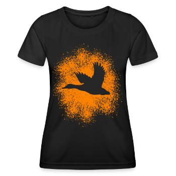 Fliegende Ente – Perfekt für Jäger und Naturfreund - Frauen Funktions-T-Shirt - Schwarz - Vorne - AI Model Female 172 light (172cm)