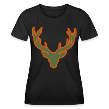 Hirschkopf – Für Jäger & Naturfreunde - Frauen Funktions-T-Shirt - Schwarz - Vorne - AI Model Female 172 light (172cm)
