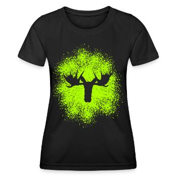Tête d’orignal majestueuse pour les amateurs de plein air et les chasseurs - T-shirt sport Femme - noir - Devant - AI Model Female 172 light (172cm)