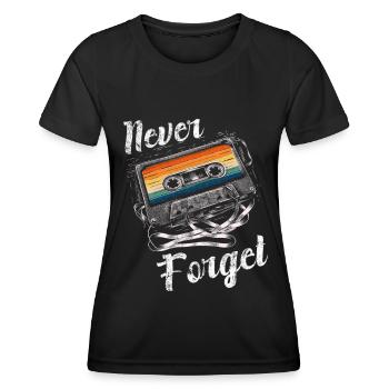 N’oubliez jamais - Rétro Cassette Vibes - T-shirt sport Femme - noir - Devant - AI Model Female 172 light (172cm)