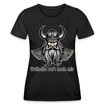 Stolzer Wikinger Walhalla ruft nach mir - Frauen Funktions-T-Shirt - Schwarz - Vorne - AI Model Female 172 light (172cm)