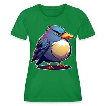 Kleiner grimmiger dicker Vogel - Frauen Funktions-T-Shirt - Kelly Green - Vorne - AI Model Female 172 dark (172cm)