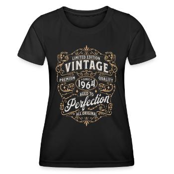 Né en 1964 Vintage Legend - T-shirt sport Femme - noir - Devant - AI Model Female 172 light (172cm)